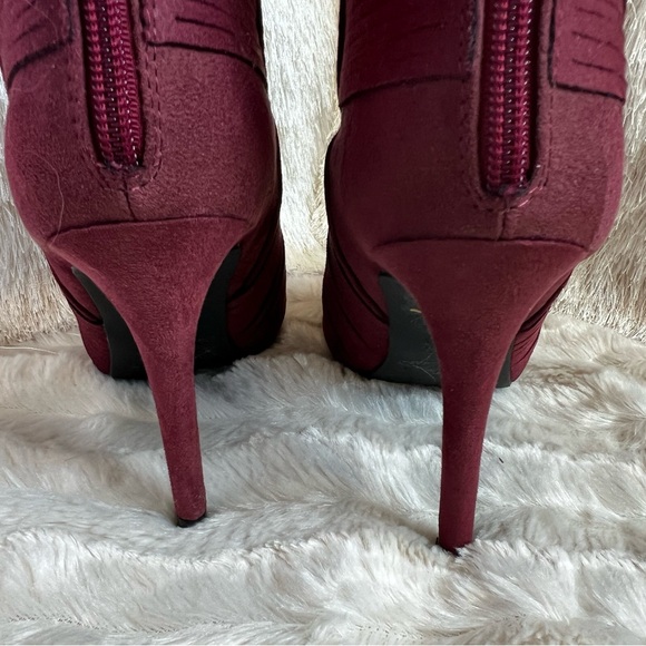 Charming Charlie Burgundy Open-Toe Booties - Picture 6 of 14